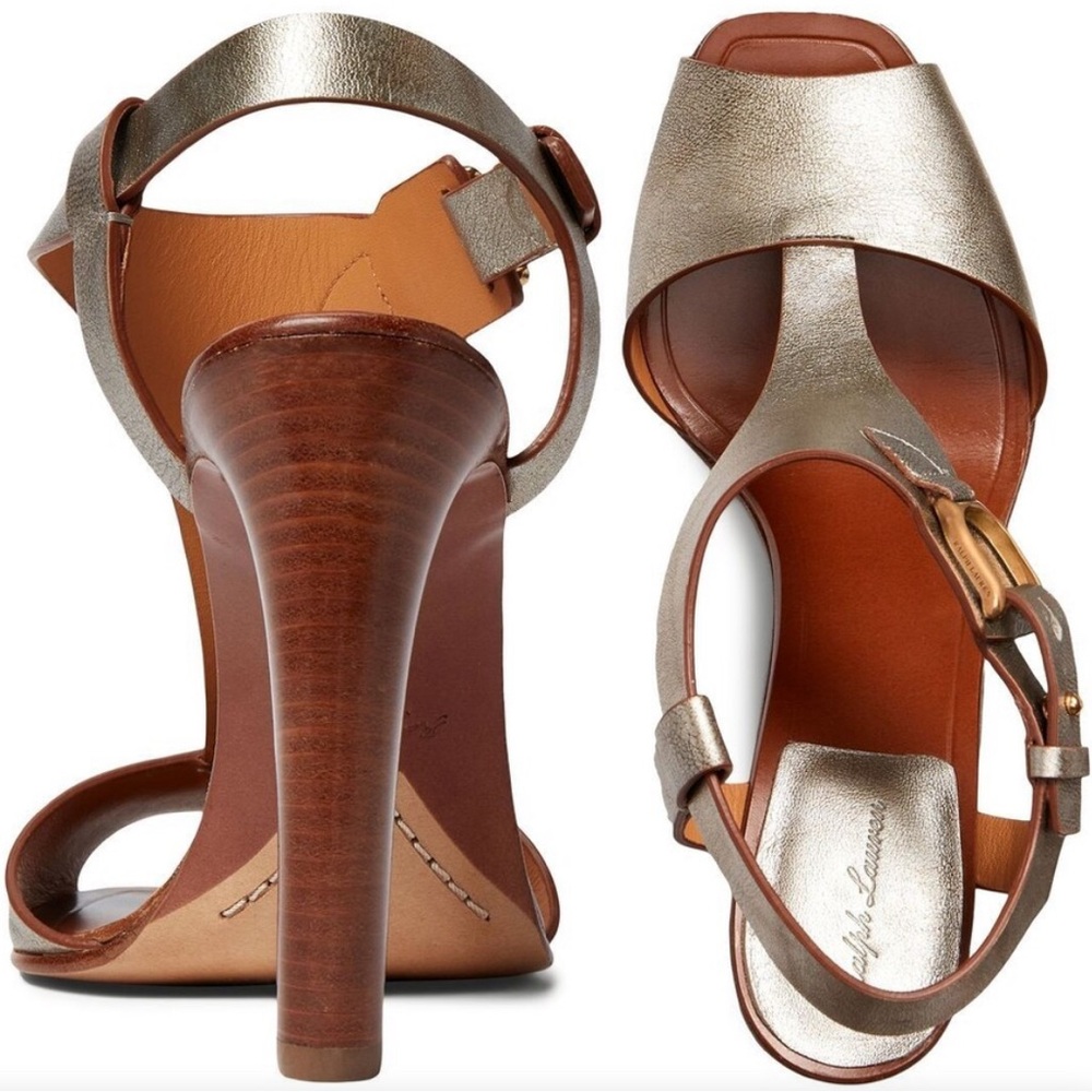 Ralph Lauren Collection metallic heeled sandals